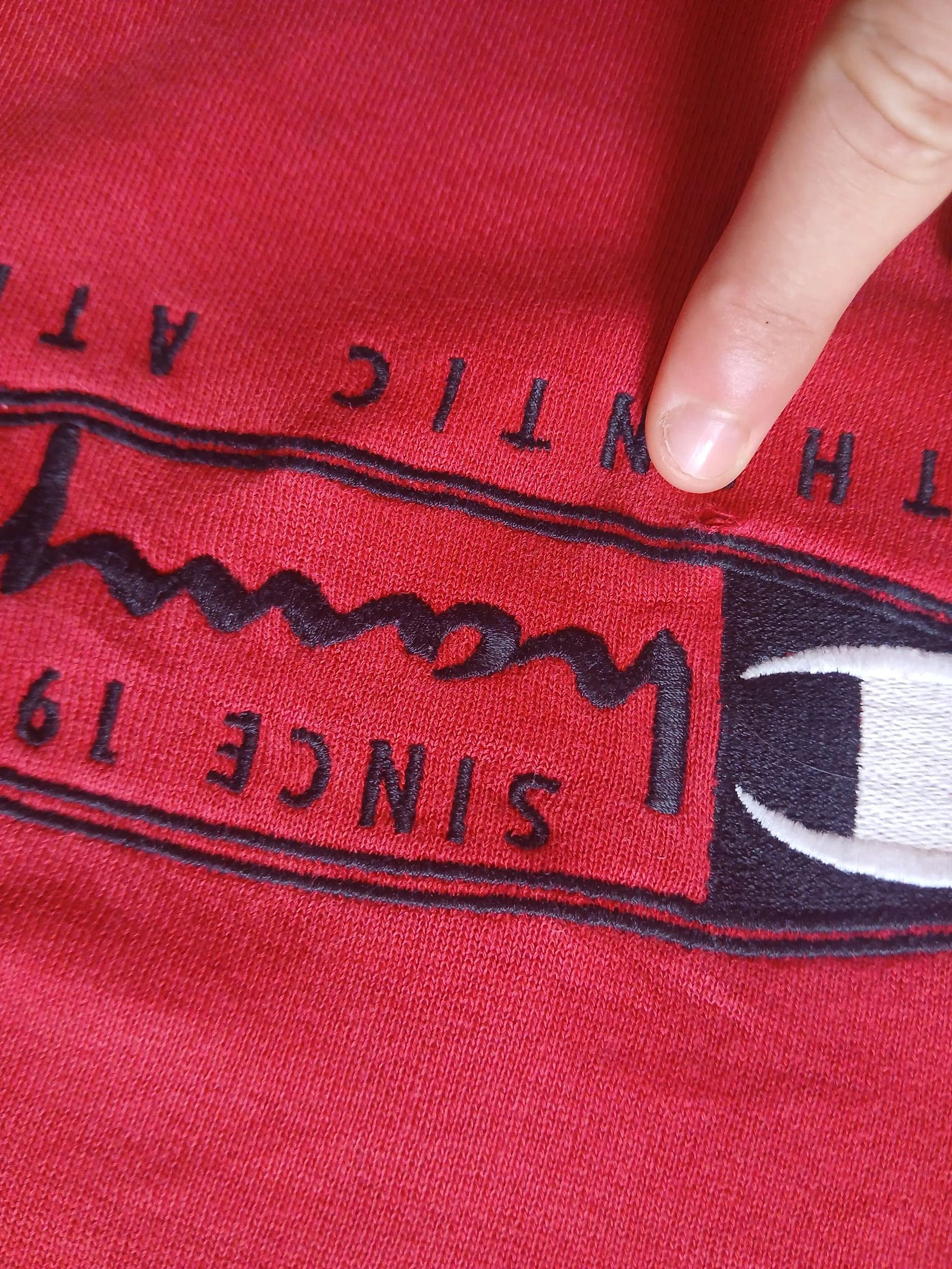 Champion Custom Rework Sweatshirt Red Black Size L Y2K Streetwear Crewneck – photo 5